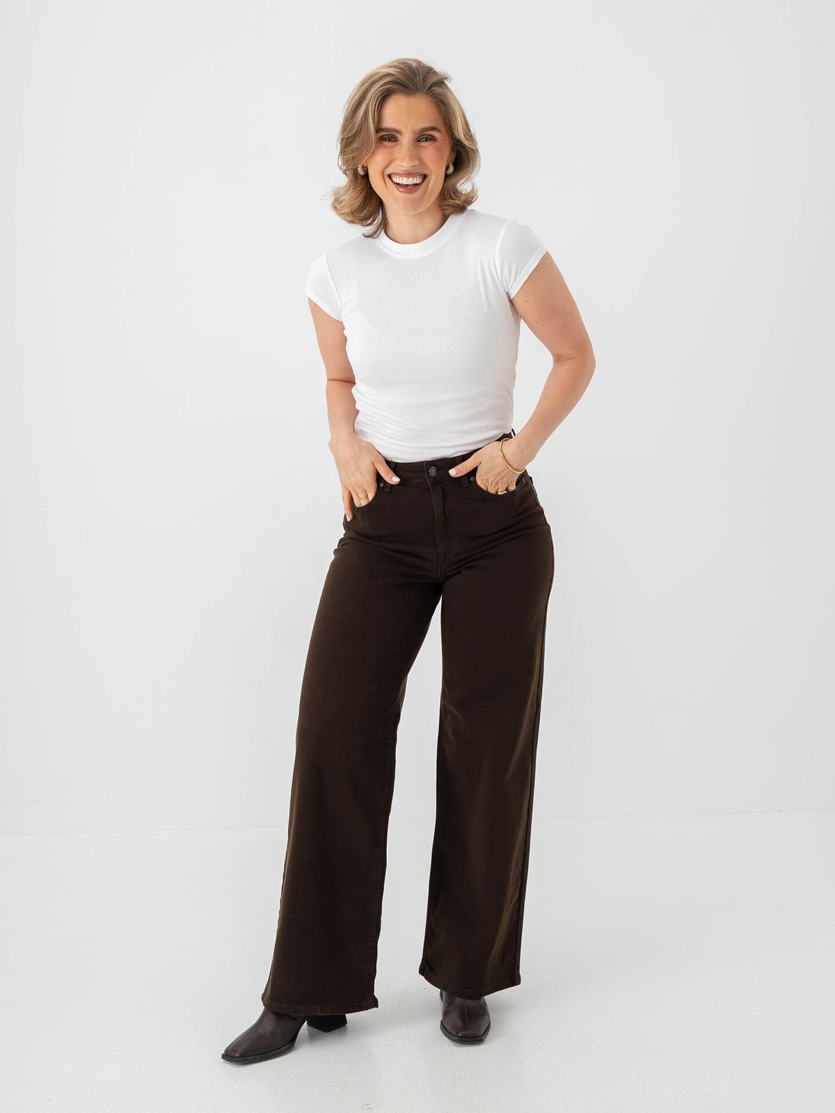 Only Madison Blush High Waist Wide Color Denim Dark Brown Denim