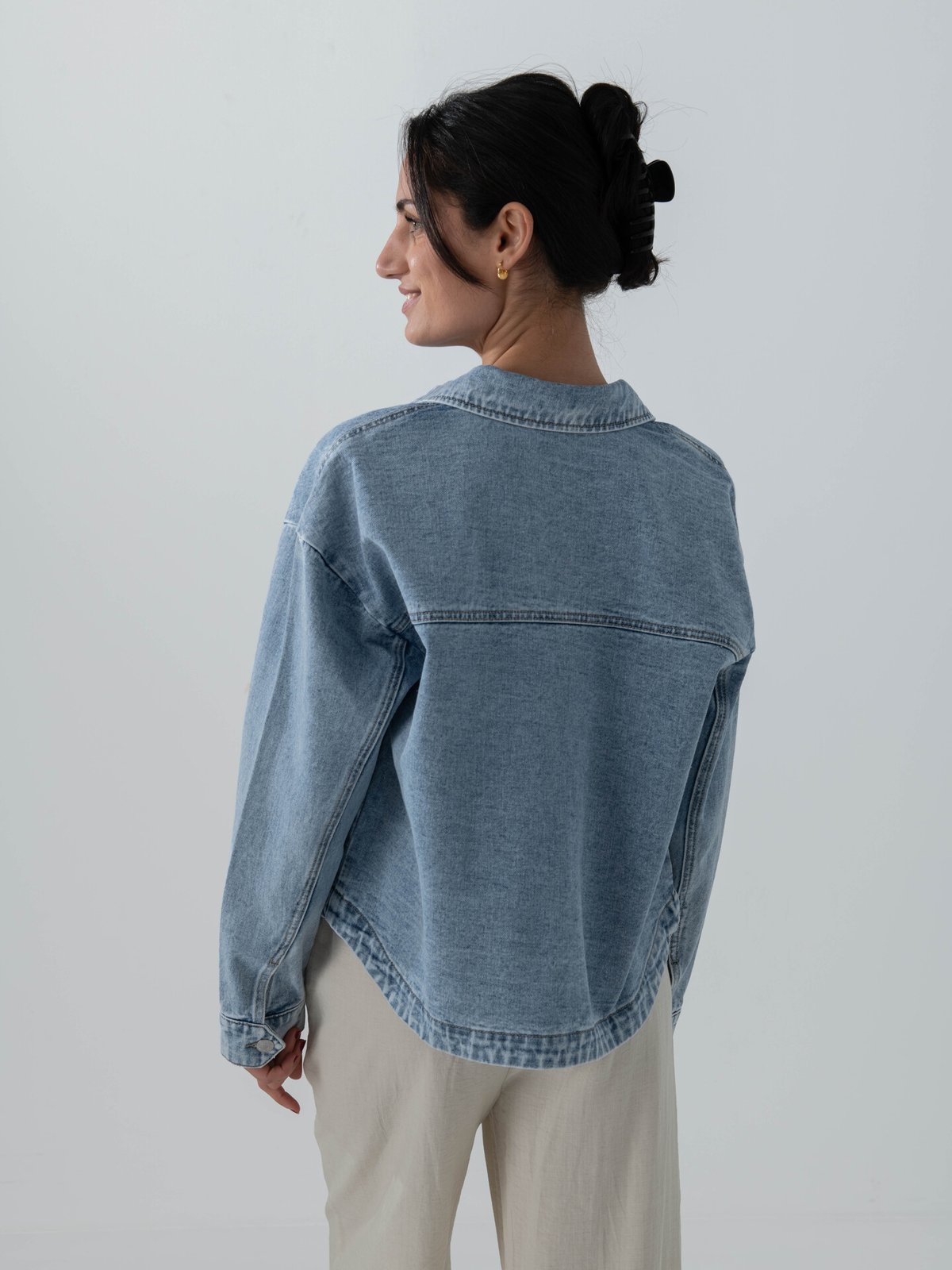 Only Ferbie Long Sleeve Denim Shacket Light Blue Denim