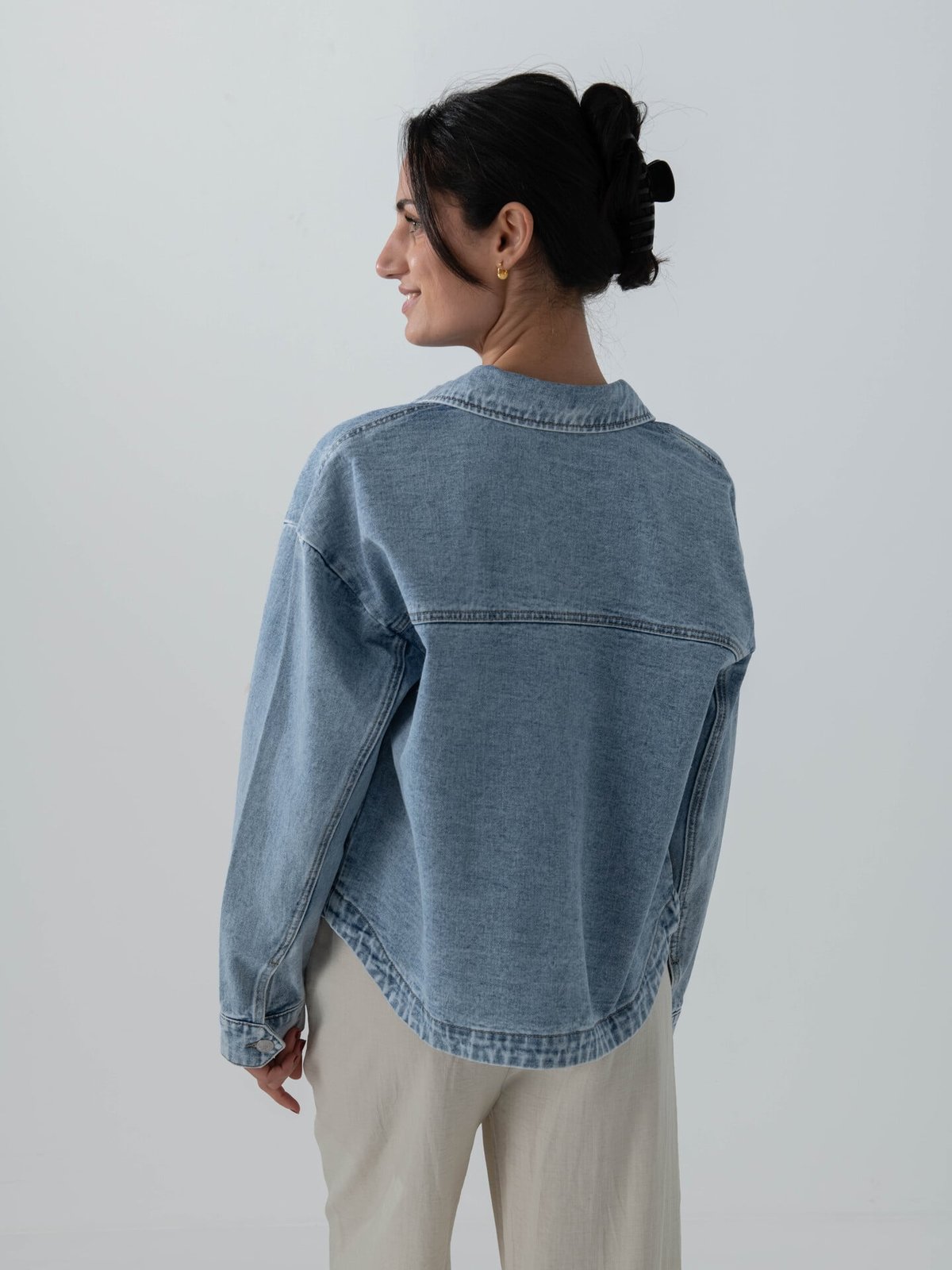 Only Ferbie Long Sleeve Denim Shacket Light Blue Denim