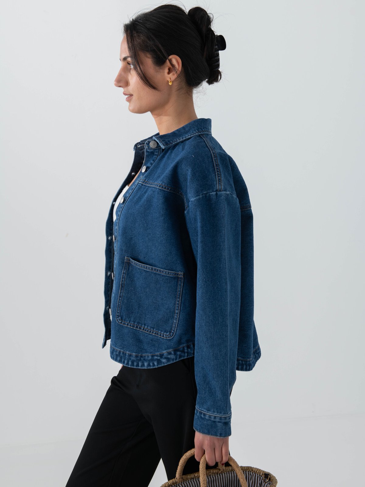 Only Ferbie Long Sleeve Denim Shacket Medium Blue Denim