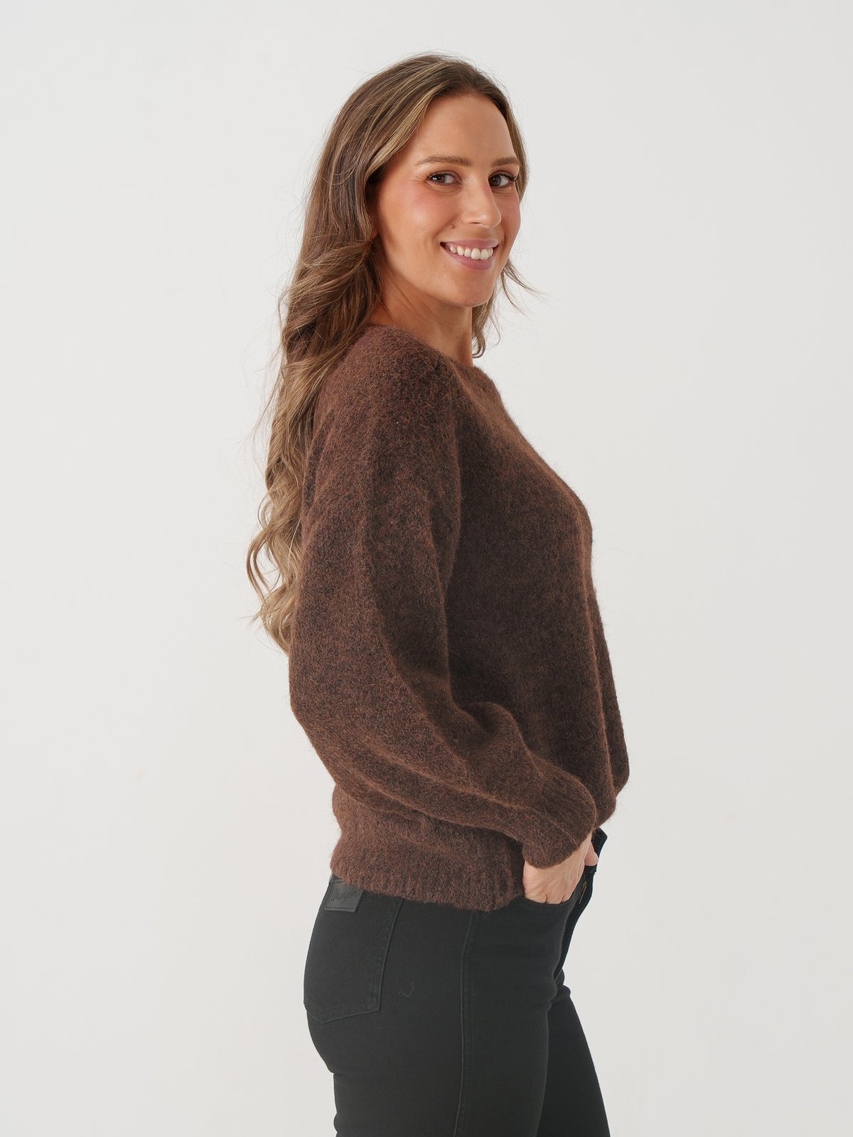Only Nellie Long Sleeve O-Neck Knit Coffee Bean Melange