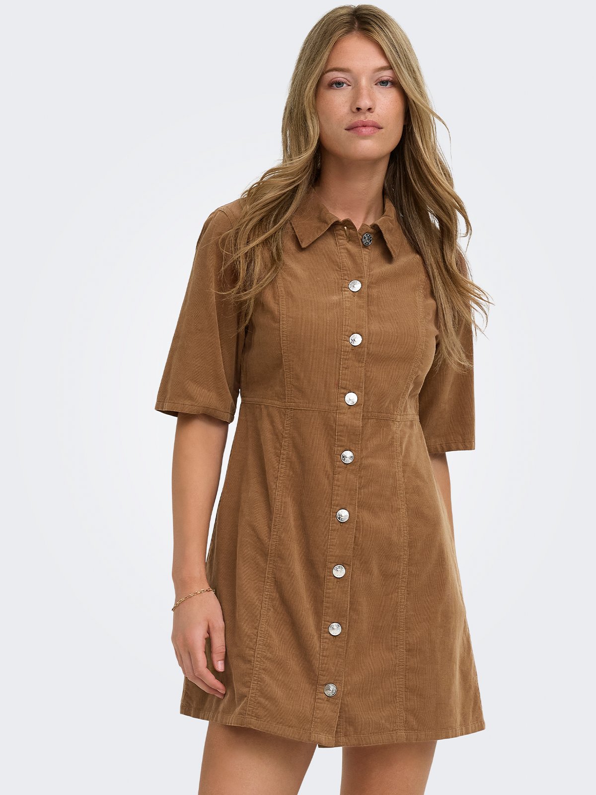 Only Aime 2/4 Short Cord Button Dress Bison
