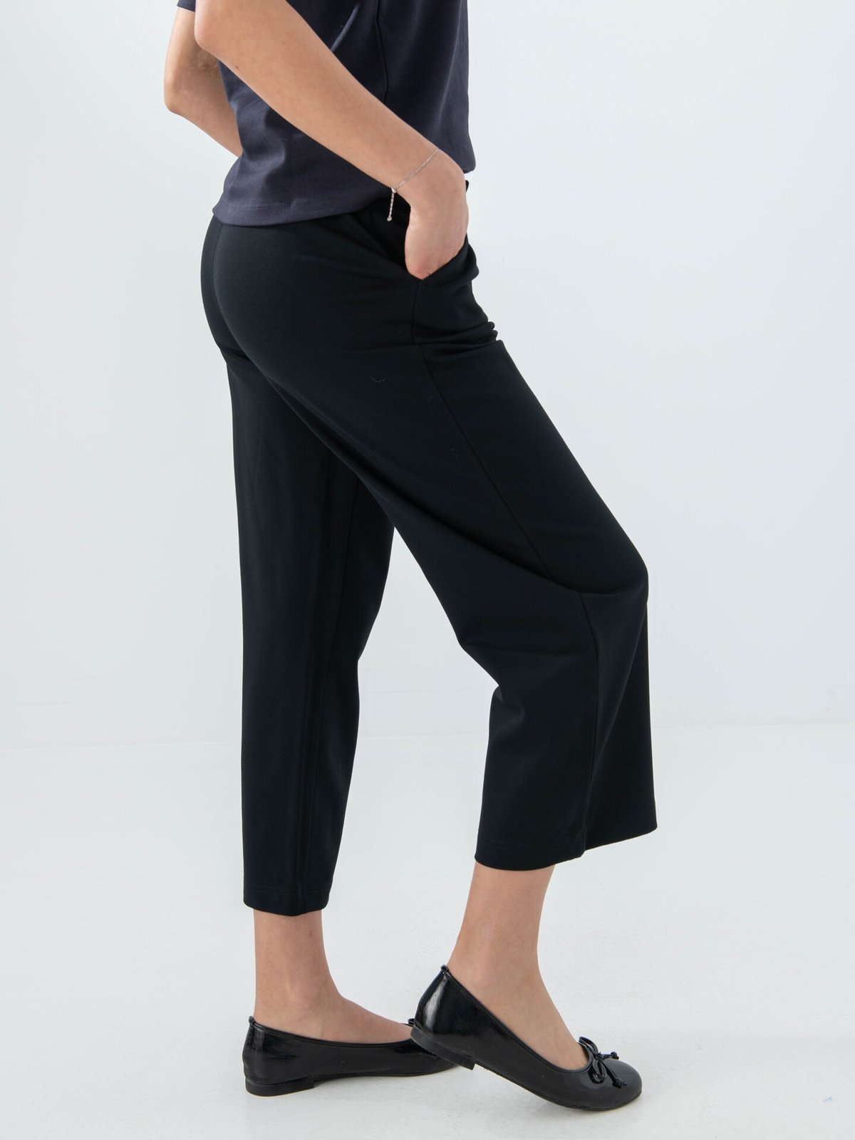 Only Poptrash Mid Waist Culotte Pant Black
