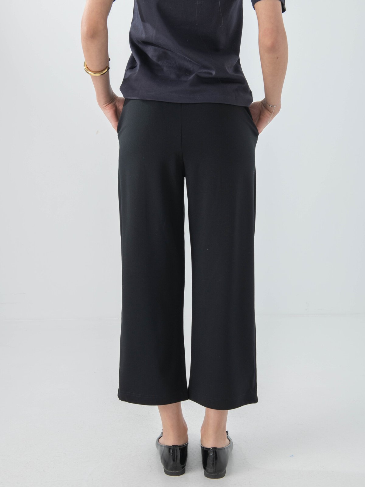 Only Poptrash Mid Waist Culotte Pant Black