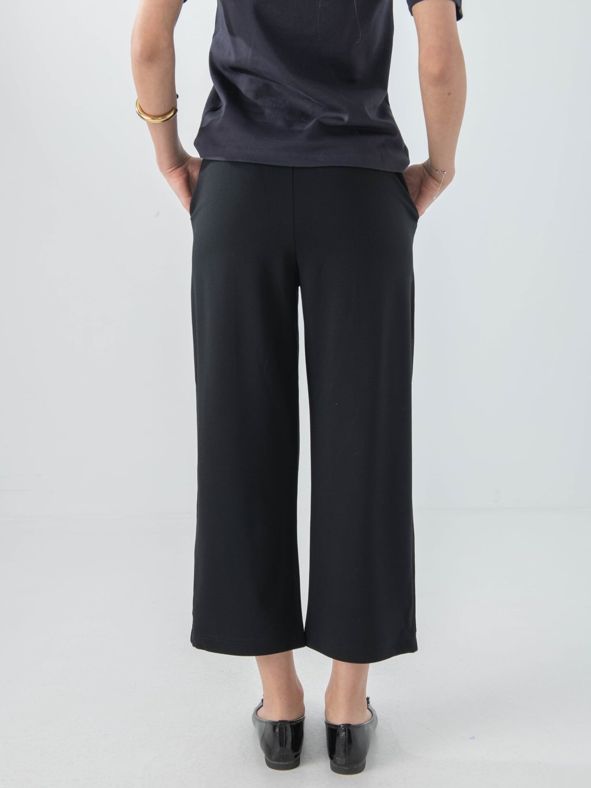 Only Poptrash Mid Waist Culotte Pant Black