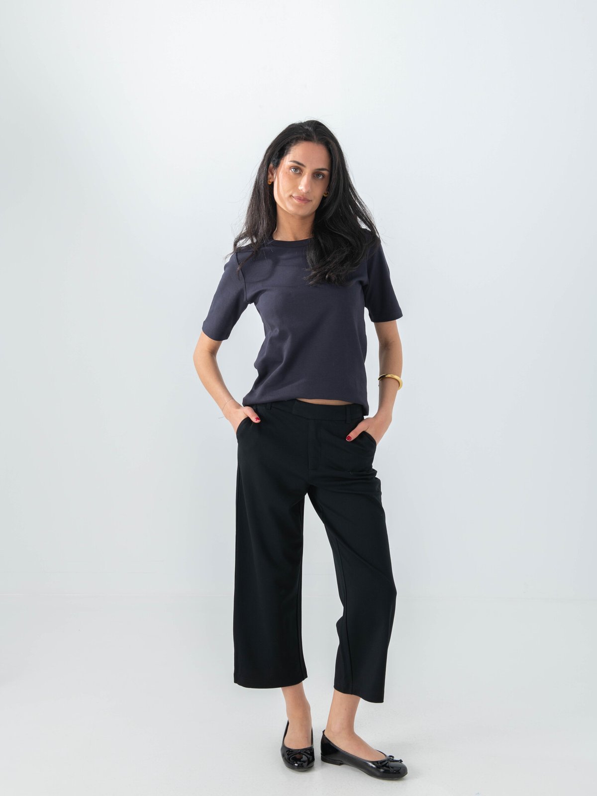 Only Poptrash Mid Waist Culotte Pant Black