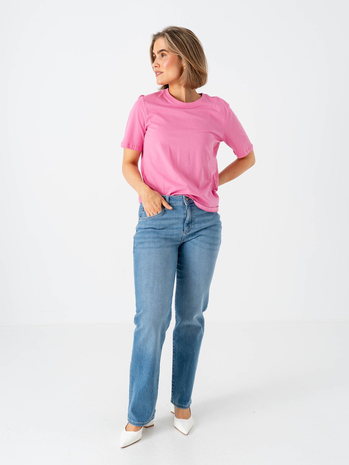 Only Happy Life Short Sleeve O-Neck Tee Rosa