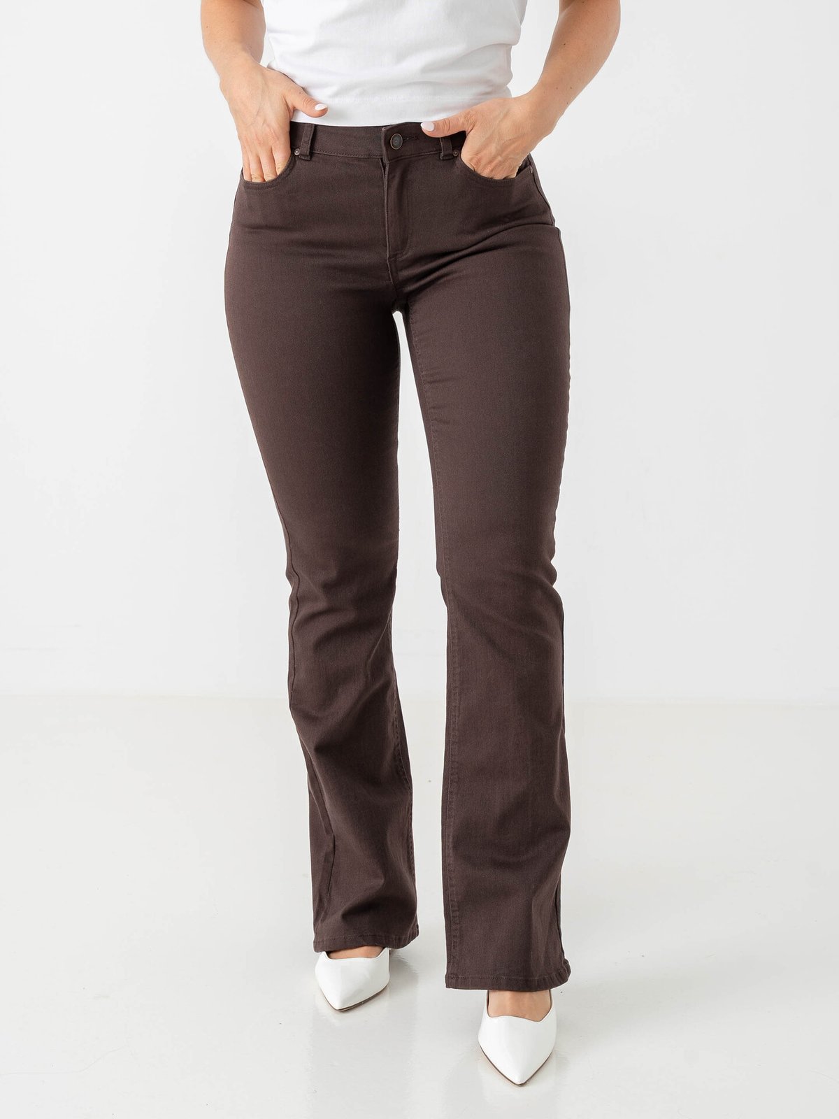 Only Blush Mid Flared Colour Pant Black Coffee