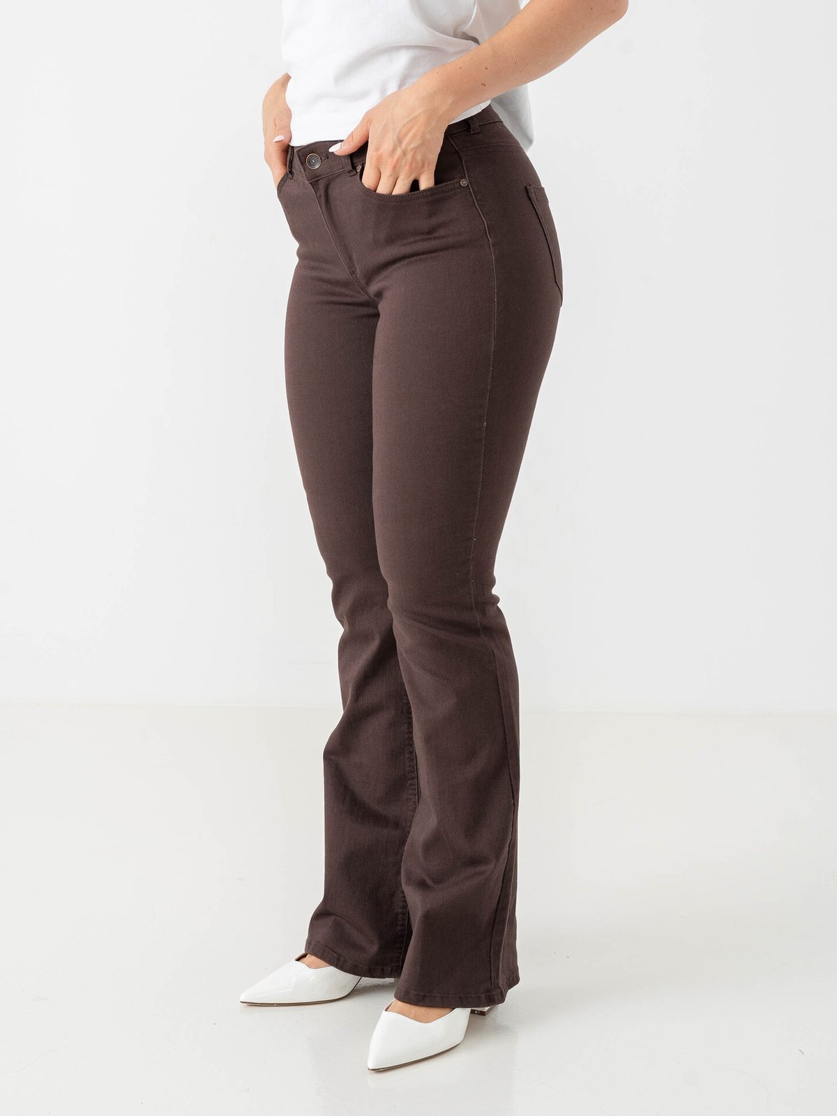 Only Blush Mid Flared Colour Pant Black Coffee