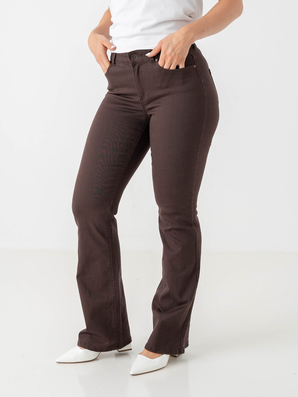Only Blush Mid Flared Colour Pant Black Coffee