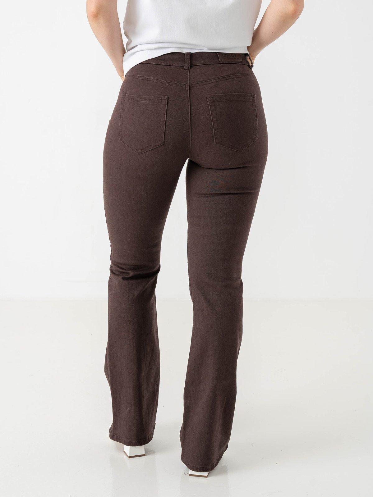 Only Blush Mid Flared Colour Pant Black Coffee