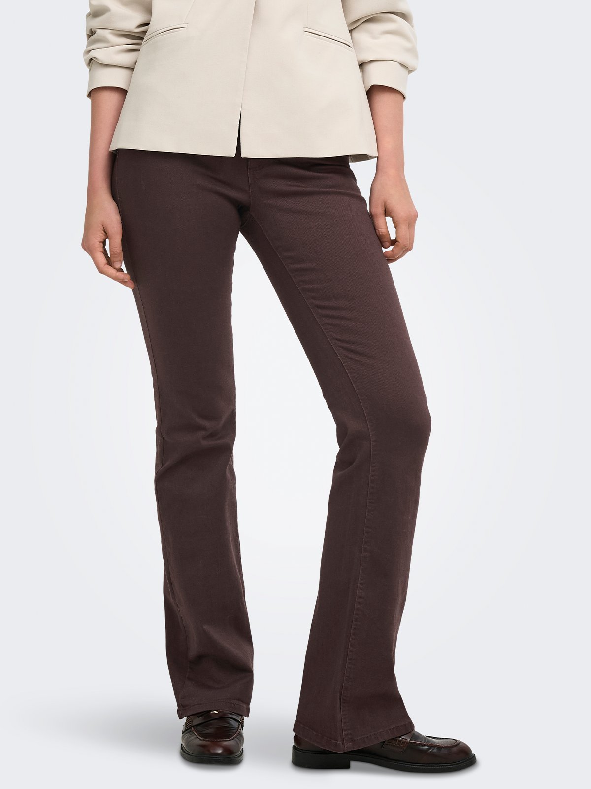 Only Blush Mid Flared Colour Pant Black Coffee