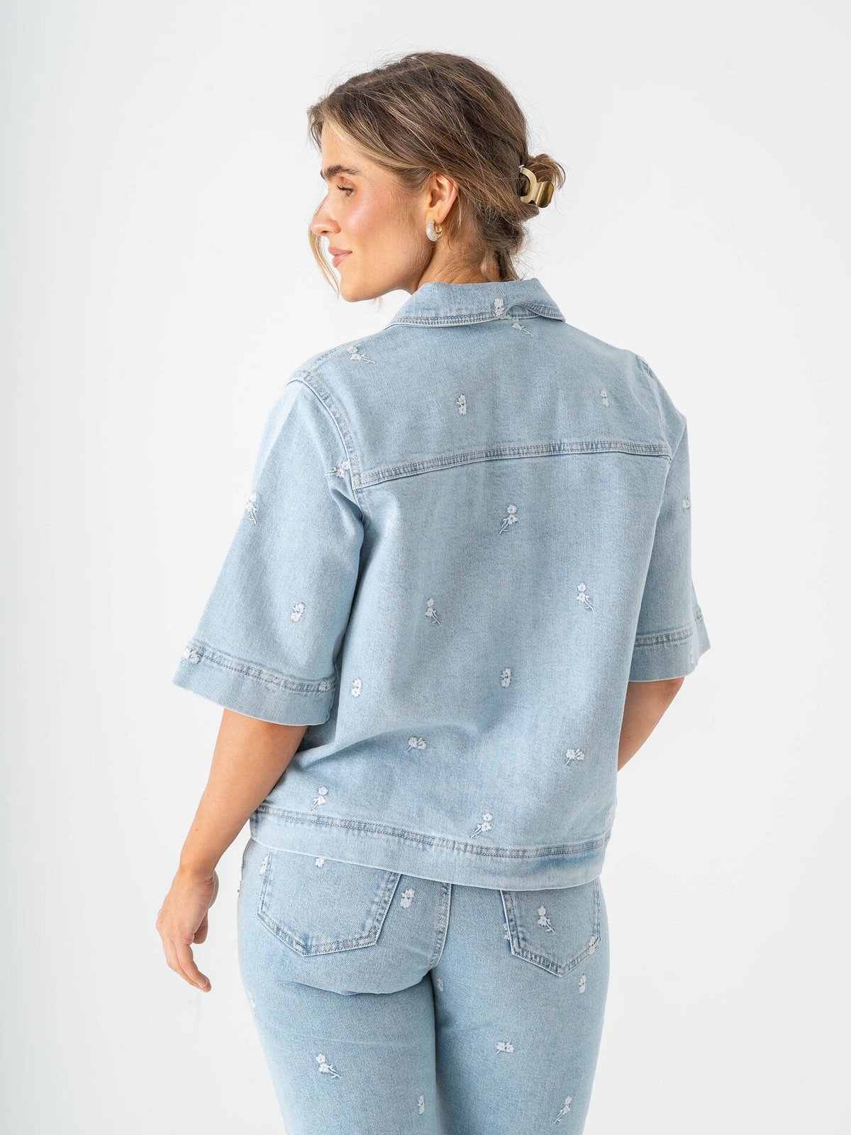 Only Bella Short Sleeve Shirt Denim Light Blue Denim