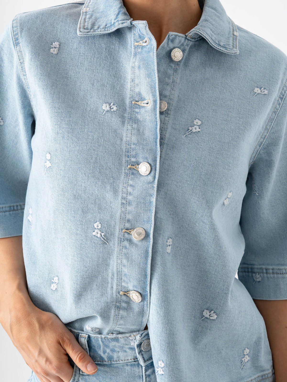 Only Bella Short Sleeve Shirt Denim Light Blue Denim