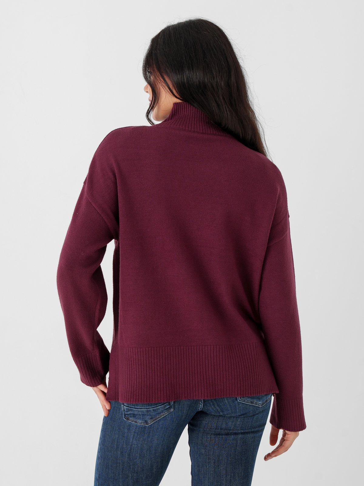 Only Mary Long Sleeve High Neck Slit Knit Fig