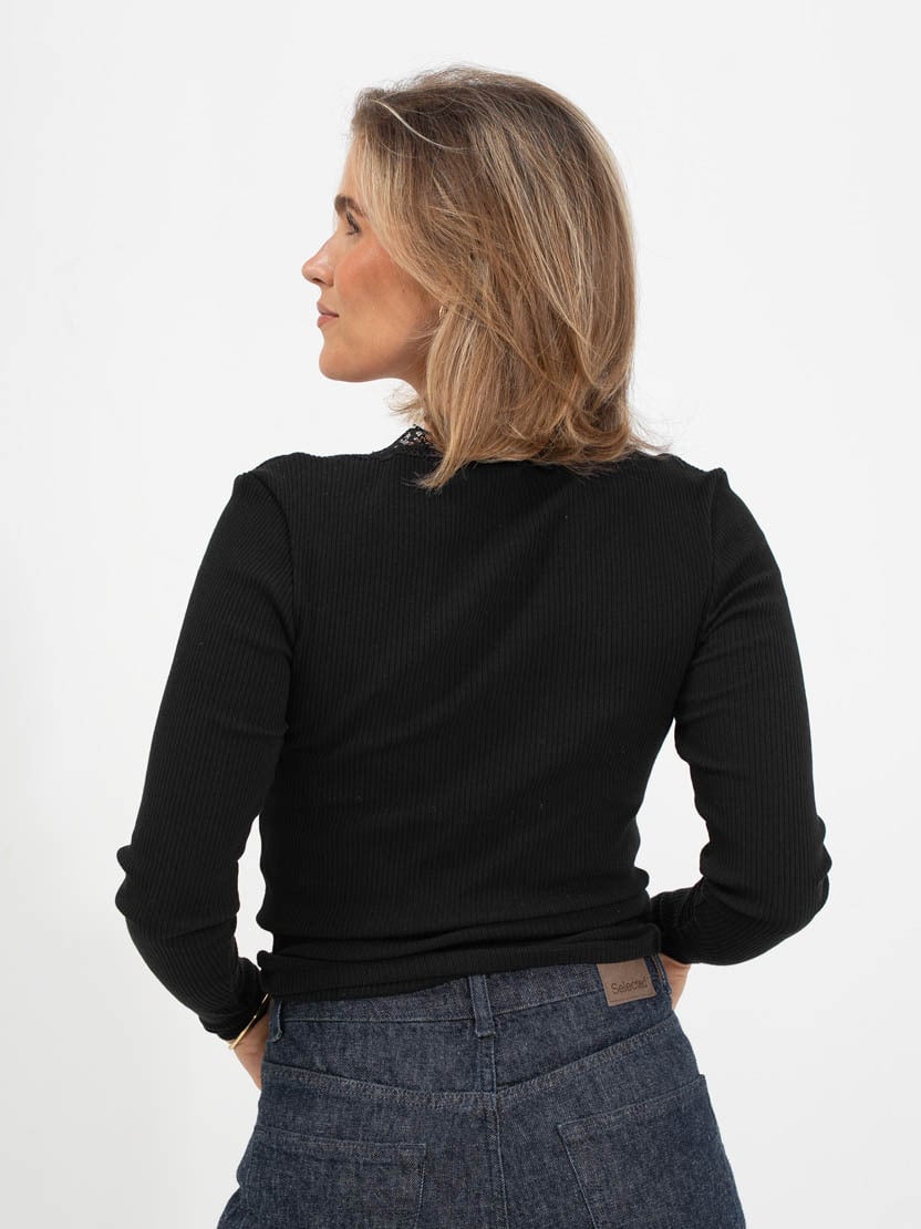 Only Sara Sharai Long Sleeve V-Neck Top Black