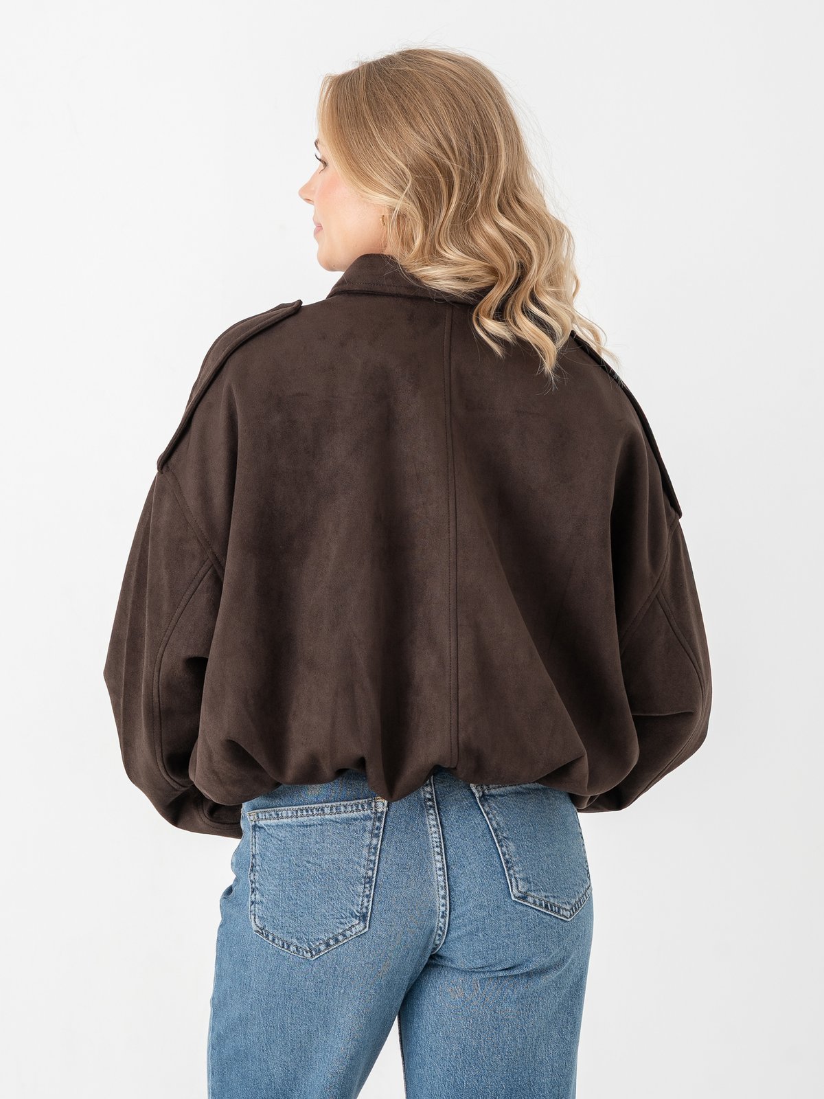 Only Moon-Stina Faux Suede Bomber Pnt Chocolate Torte