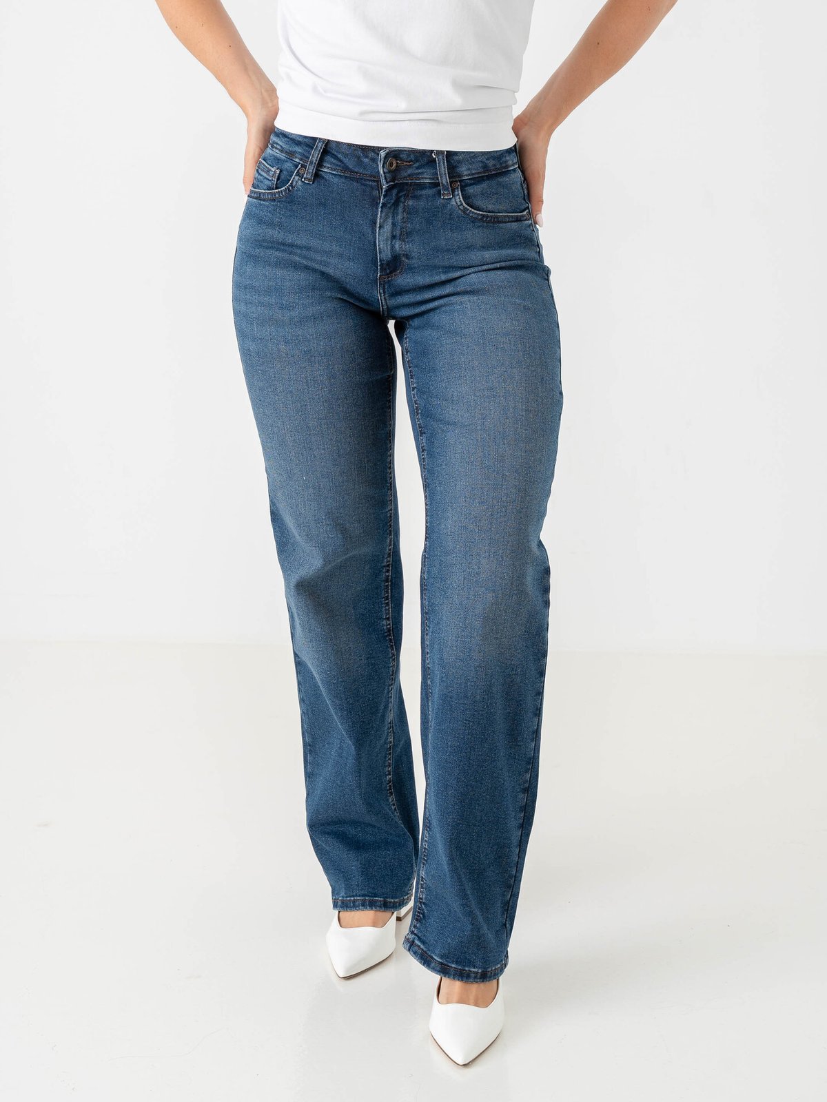Only Blush Mid Regular Waist Denim Dark Blue Denim