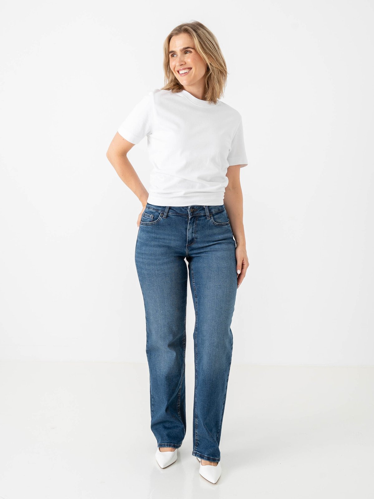 Only Blush Mid Regular Waist Denim Dark Blue Denim