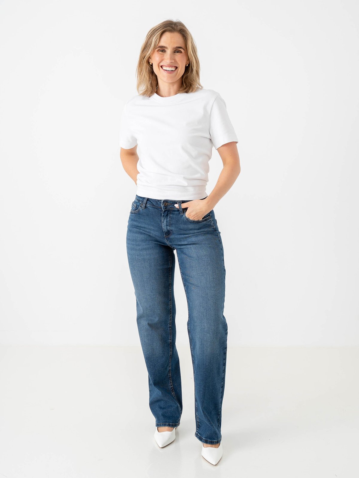 Only Blush Mid Regular Waist Denim Dark Blue Denim