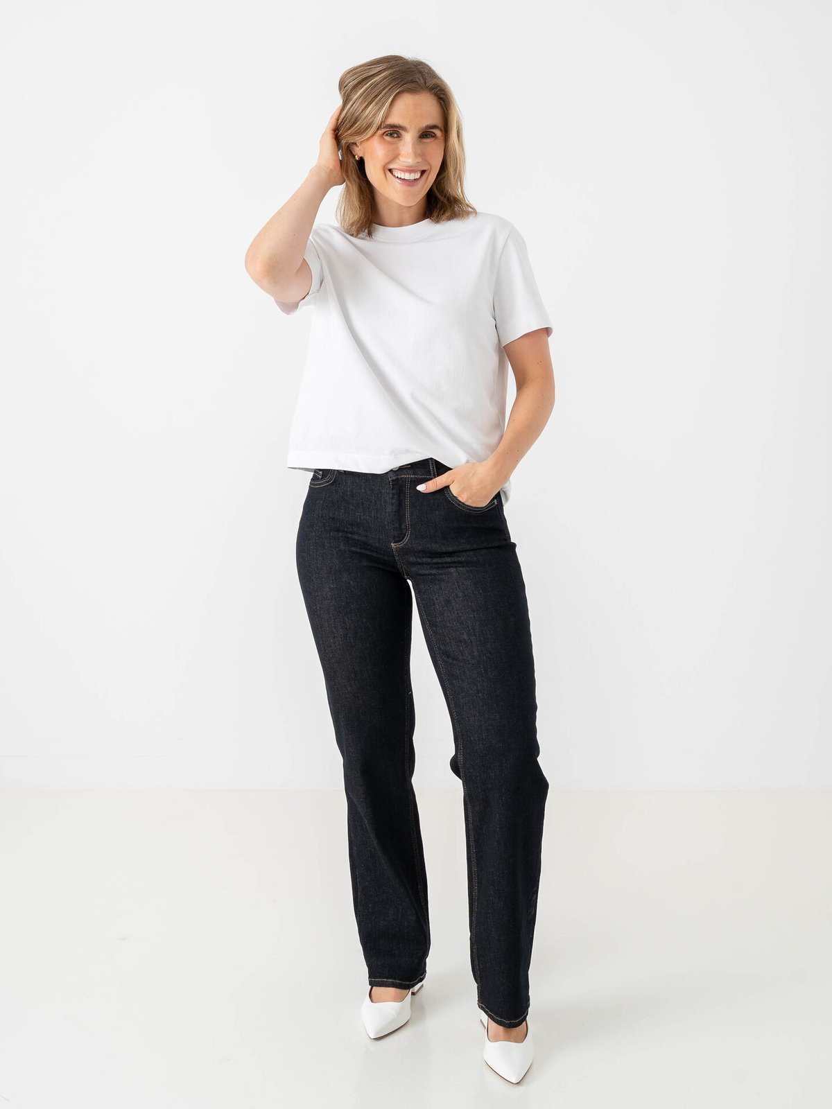 Only Blush Mid Regular Waist Denim Dark Blue Denim