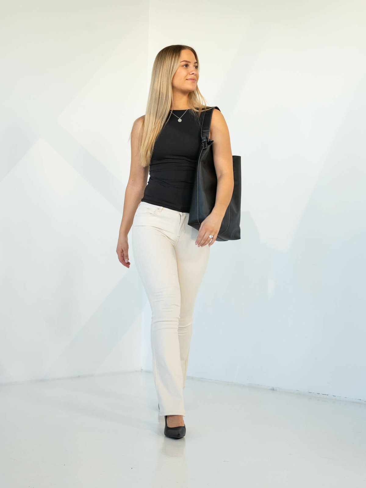 Only Blush Mid Flared Denim Ecru