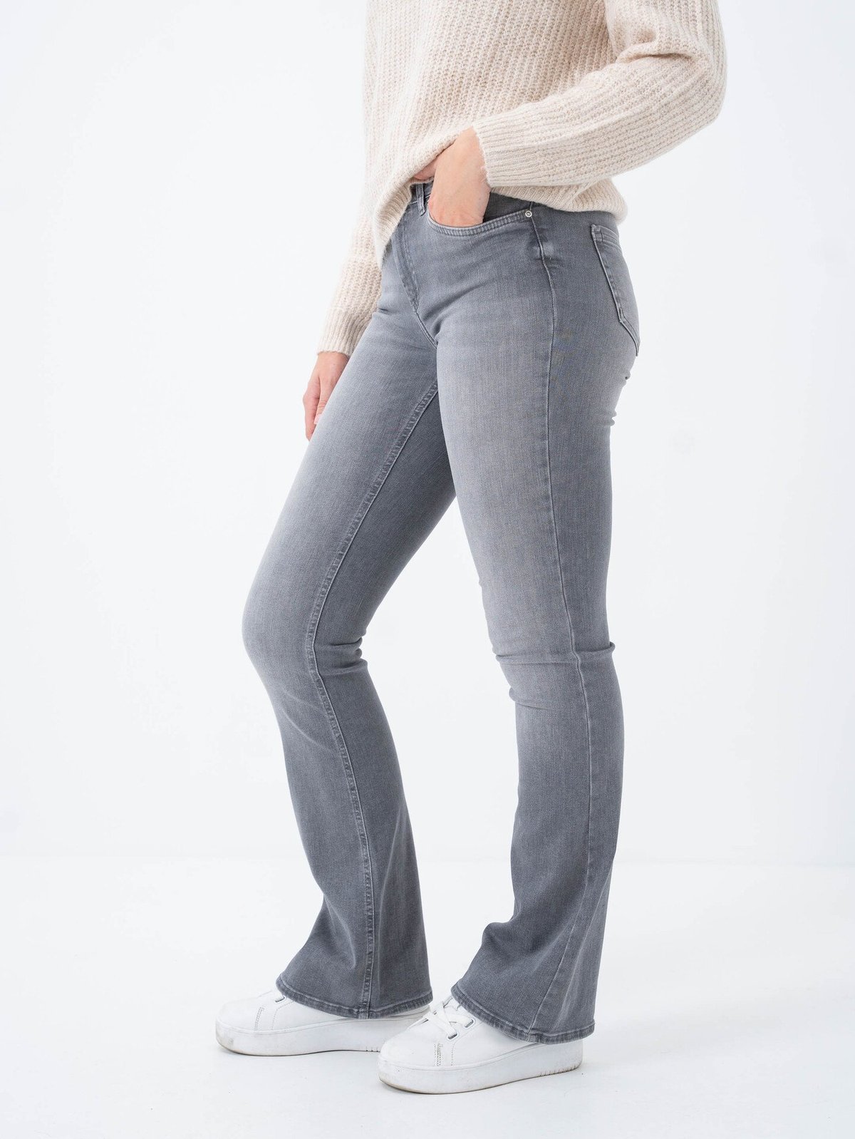 Only Blush Mid Flared Denim Grey Denim