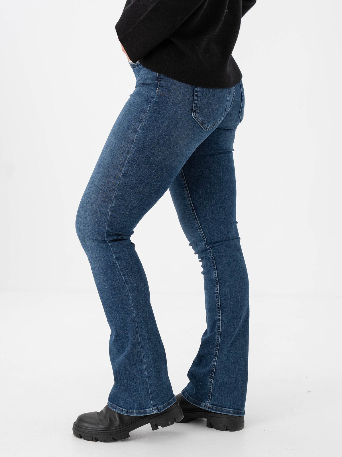 Only Blush Mid Flared Denim Dark Blue Denim