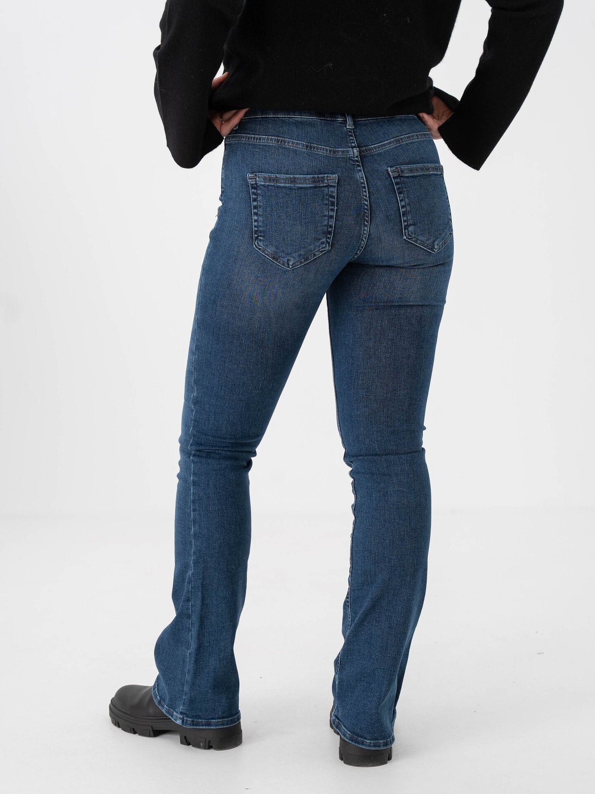 Only Blush Mid Flared Denim Dark Blue Denim