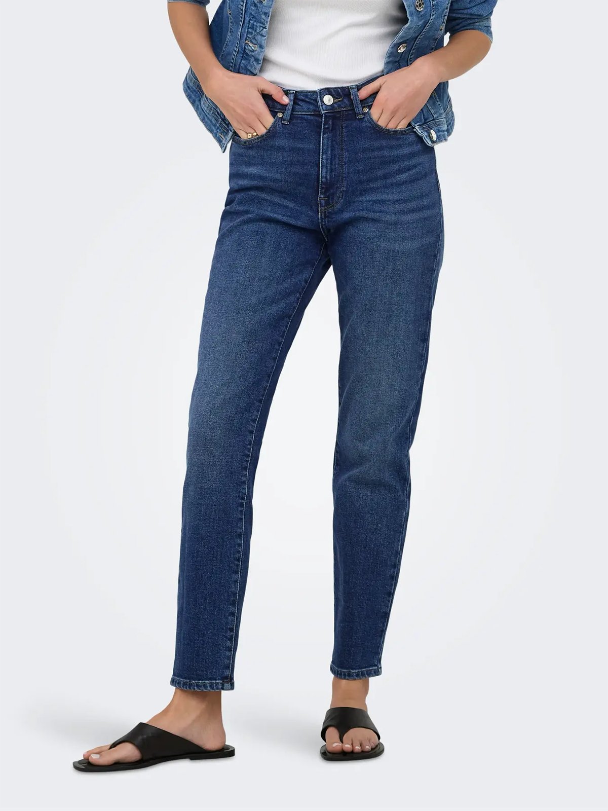 Only Emily Stretch High Waist Denim Dark Blue Denim