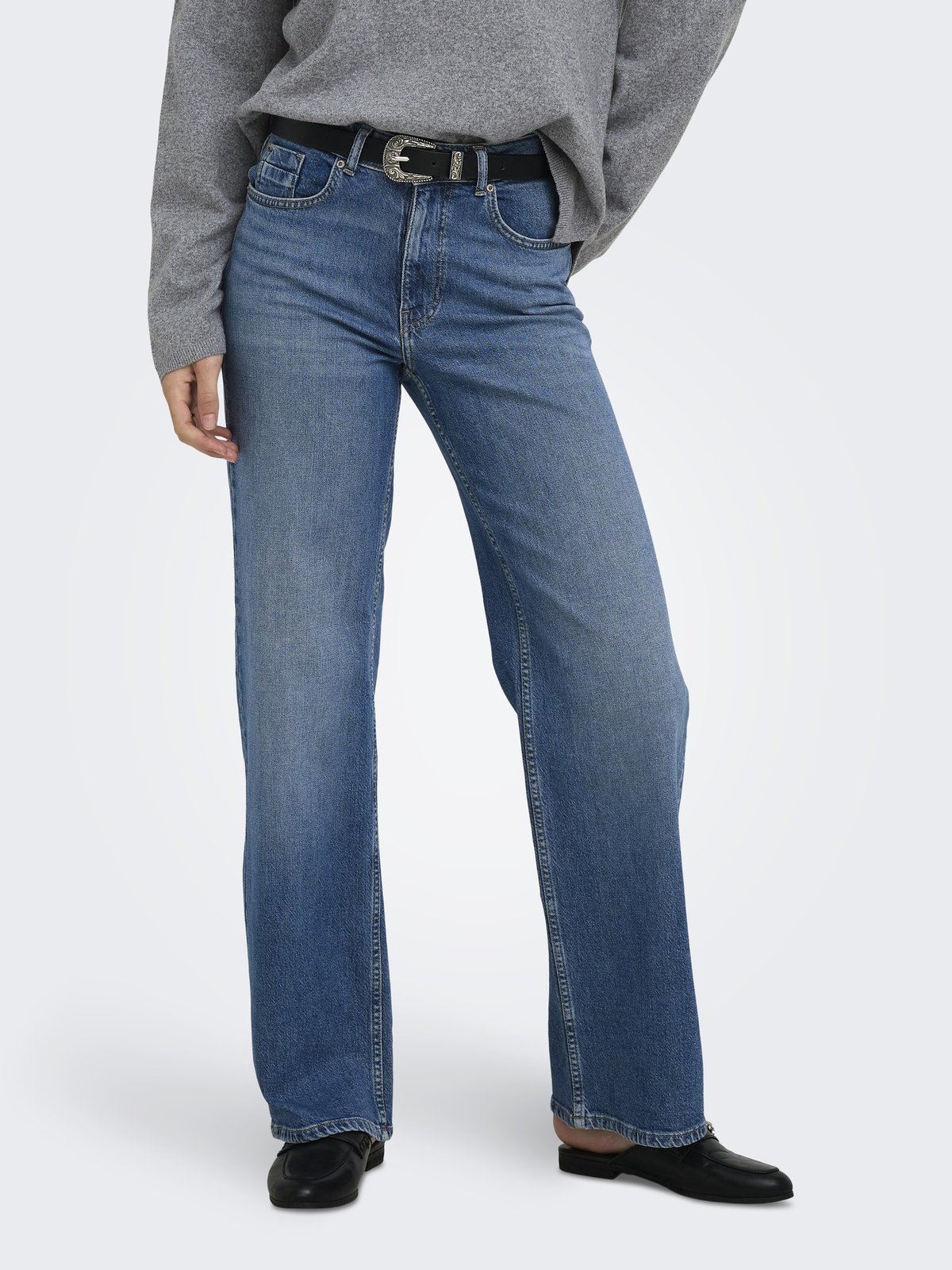 Only Juicy High Waist Wide Denim Medium Blue Denim