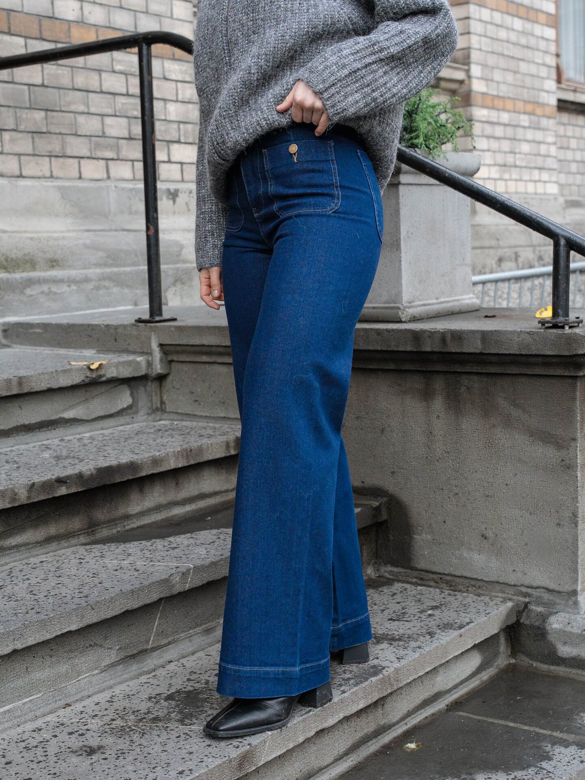 Only Madeline High Waist Wide Pocket Denim Dark blue denim