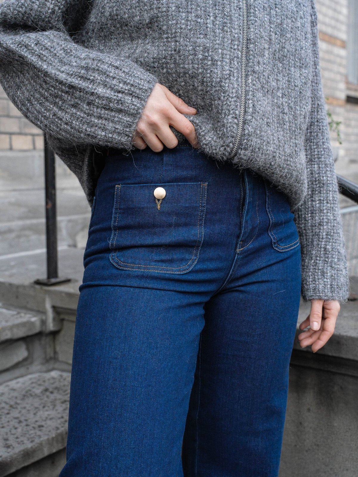 Only Madeline High Waist Wide Pocket Denim Dark blue denim