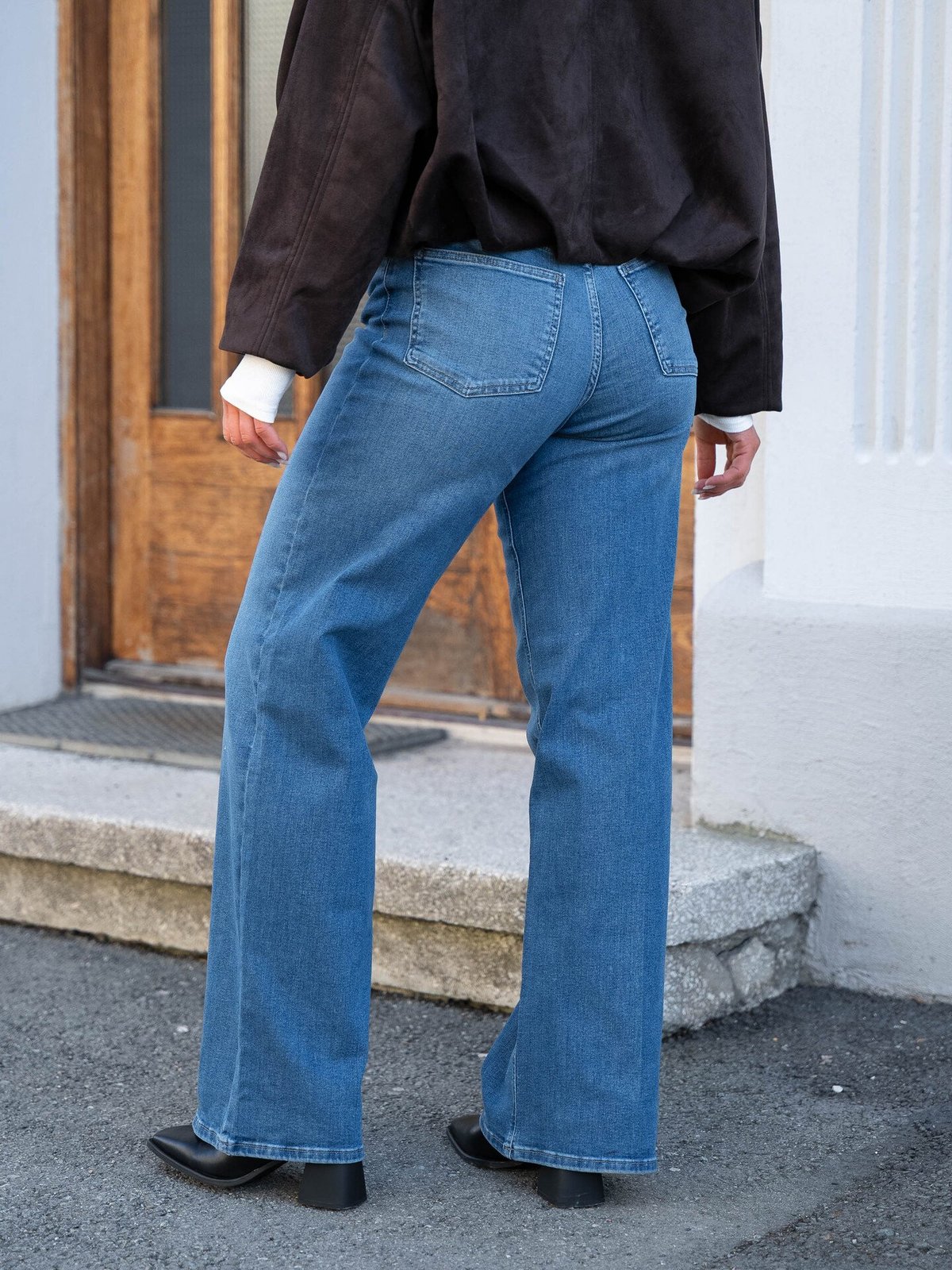 Only Madison Blush High Waist Wide Denim Medium Blue Denim