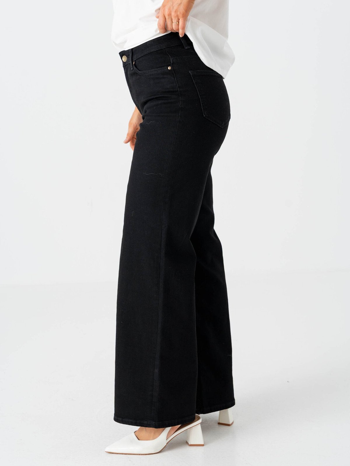 Only Madison Blush High Waist Wide Denim Washed Black