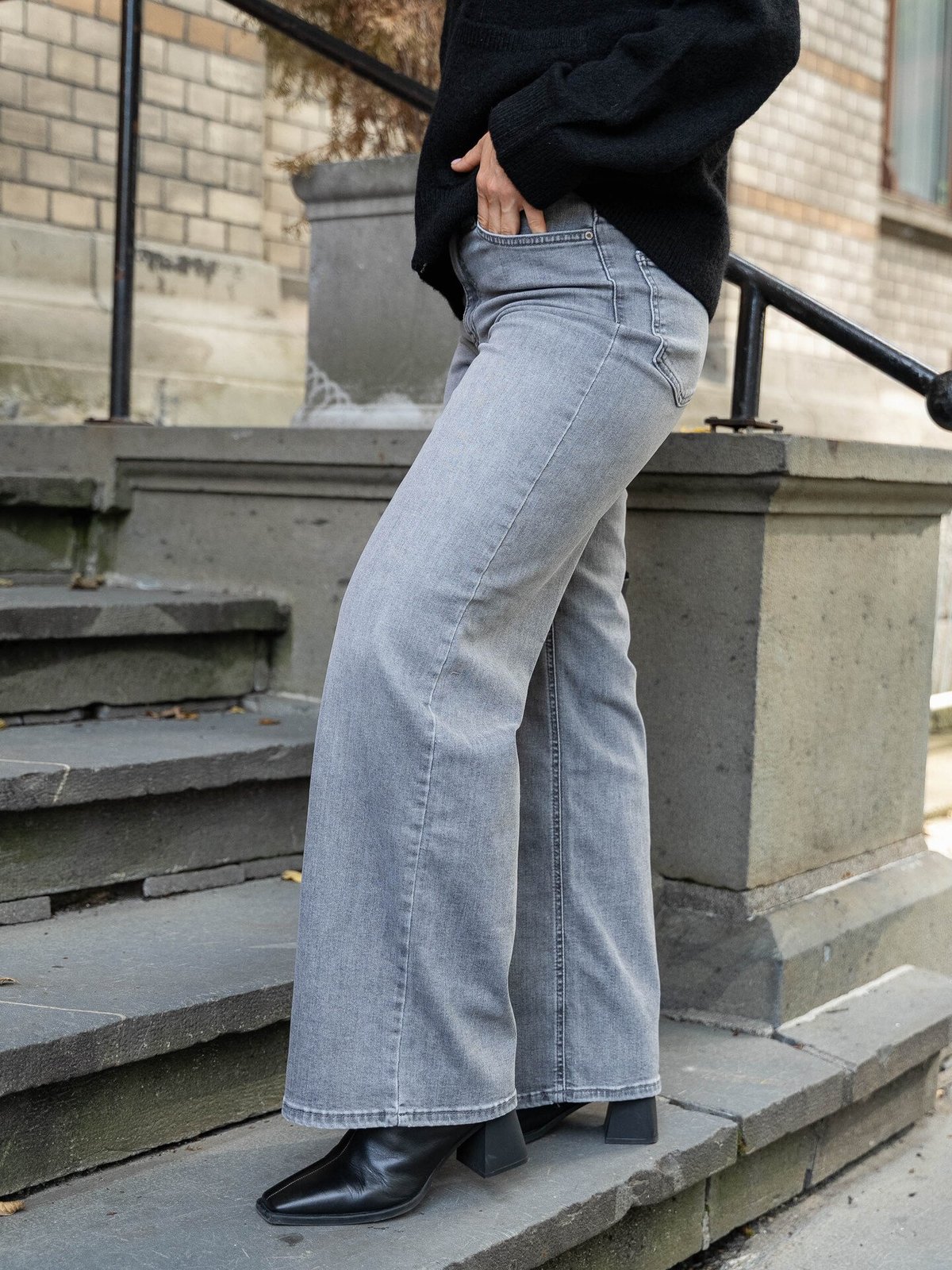 Only Madison Blush High Waist Wide Denim Light Grey Denim