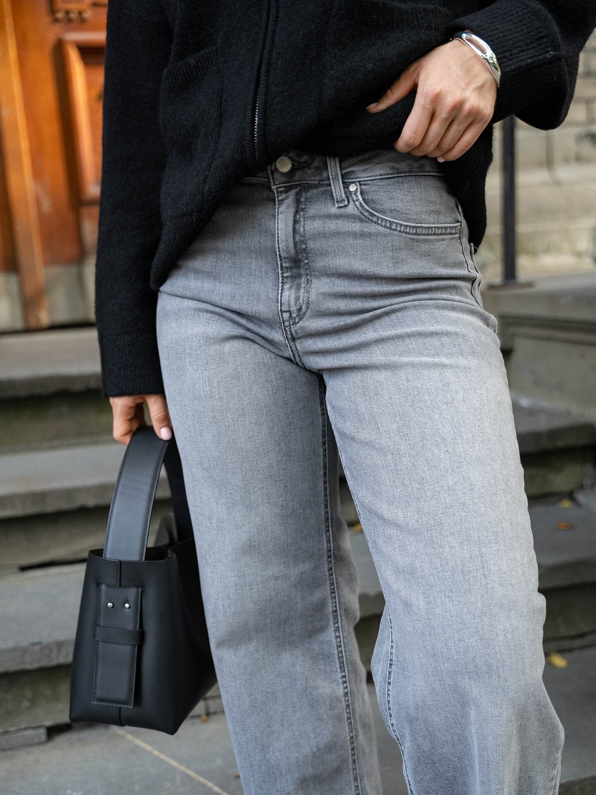 Only Madison Blush High Waist Wide Denim Light Grey Denim