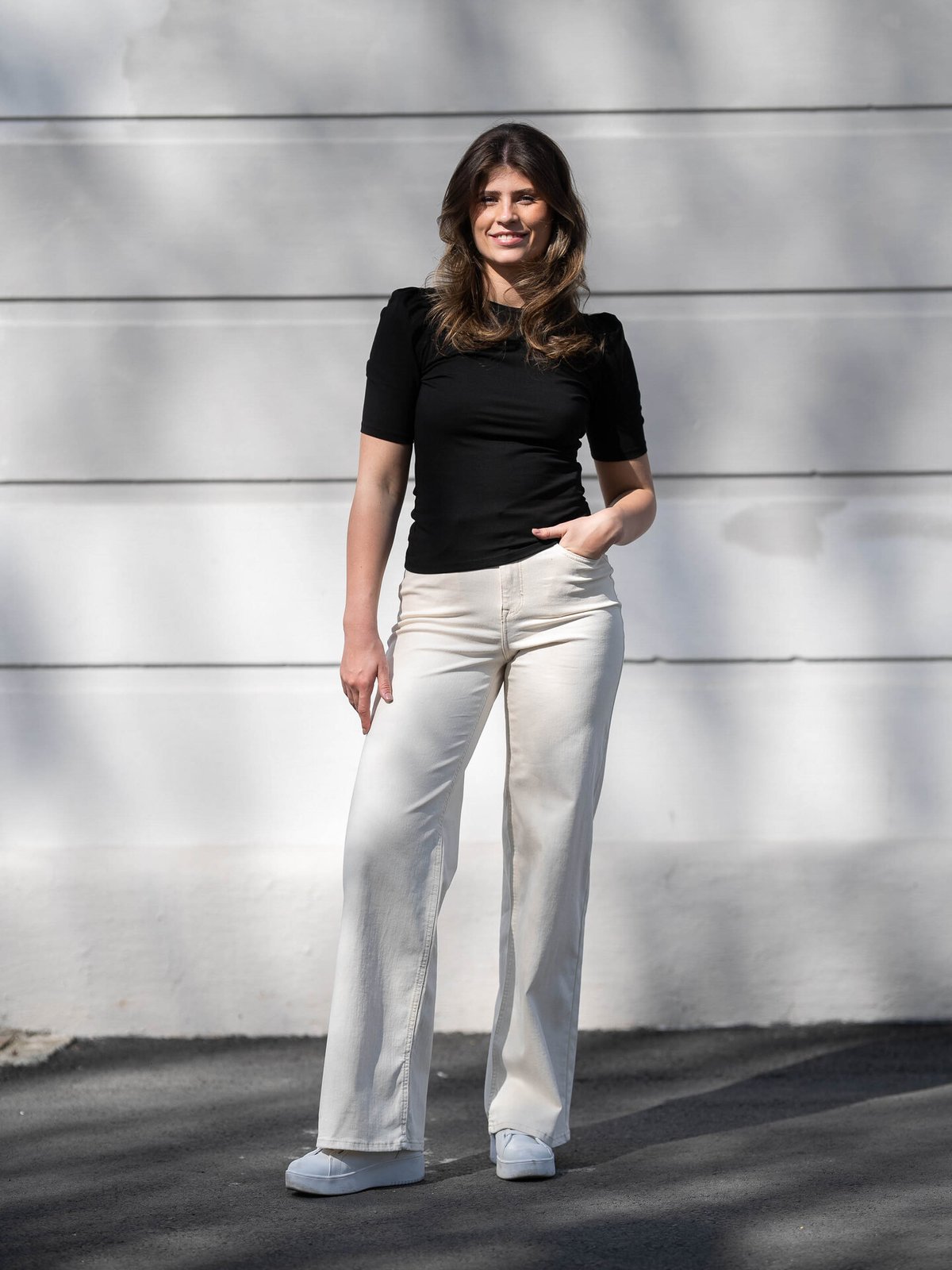 Only Madison Blush High Waist Wide Denim Ecru