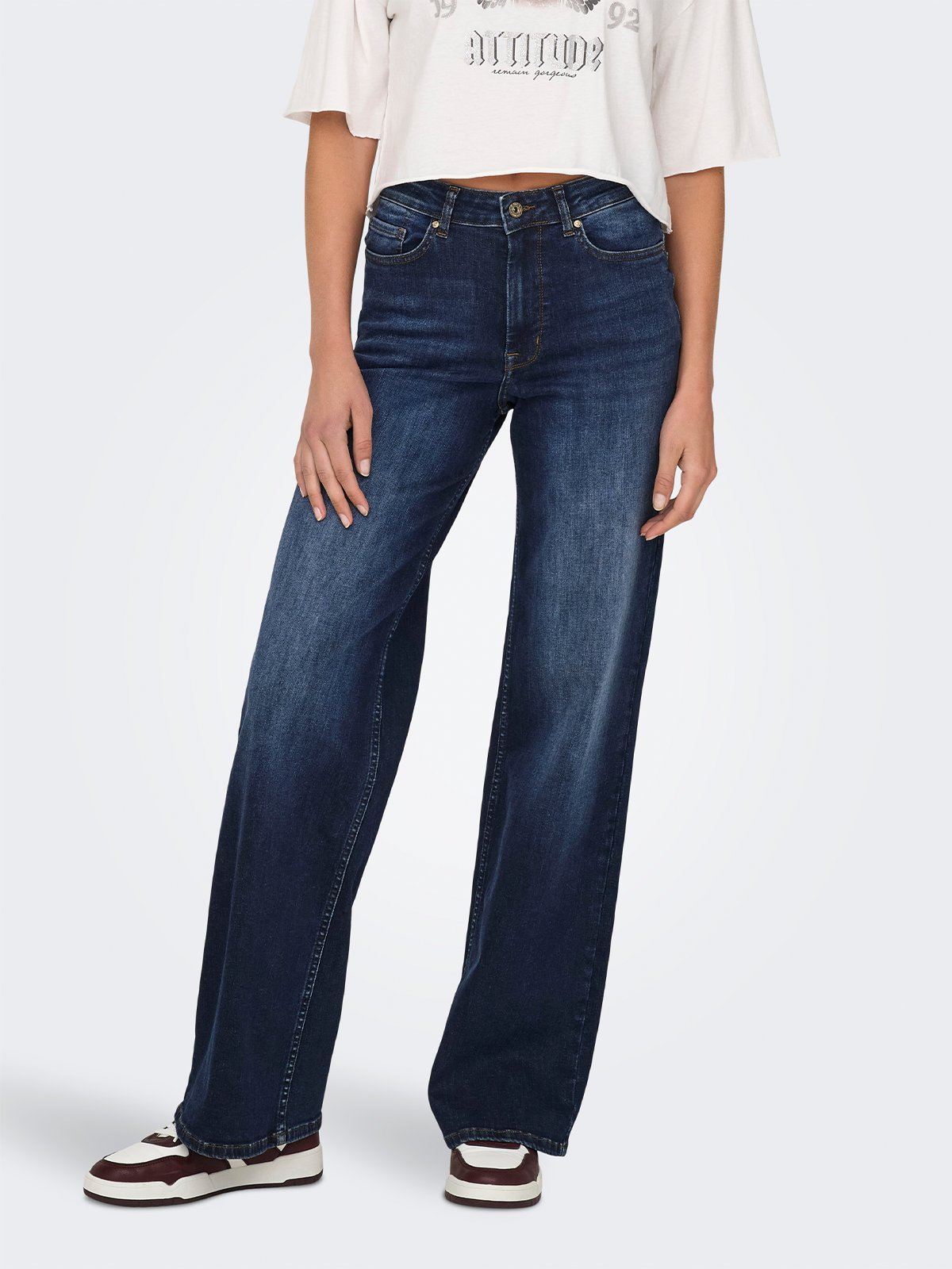 Only Madison Blush High Waist Wide Denim Dark Blue Denim