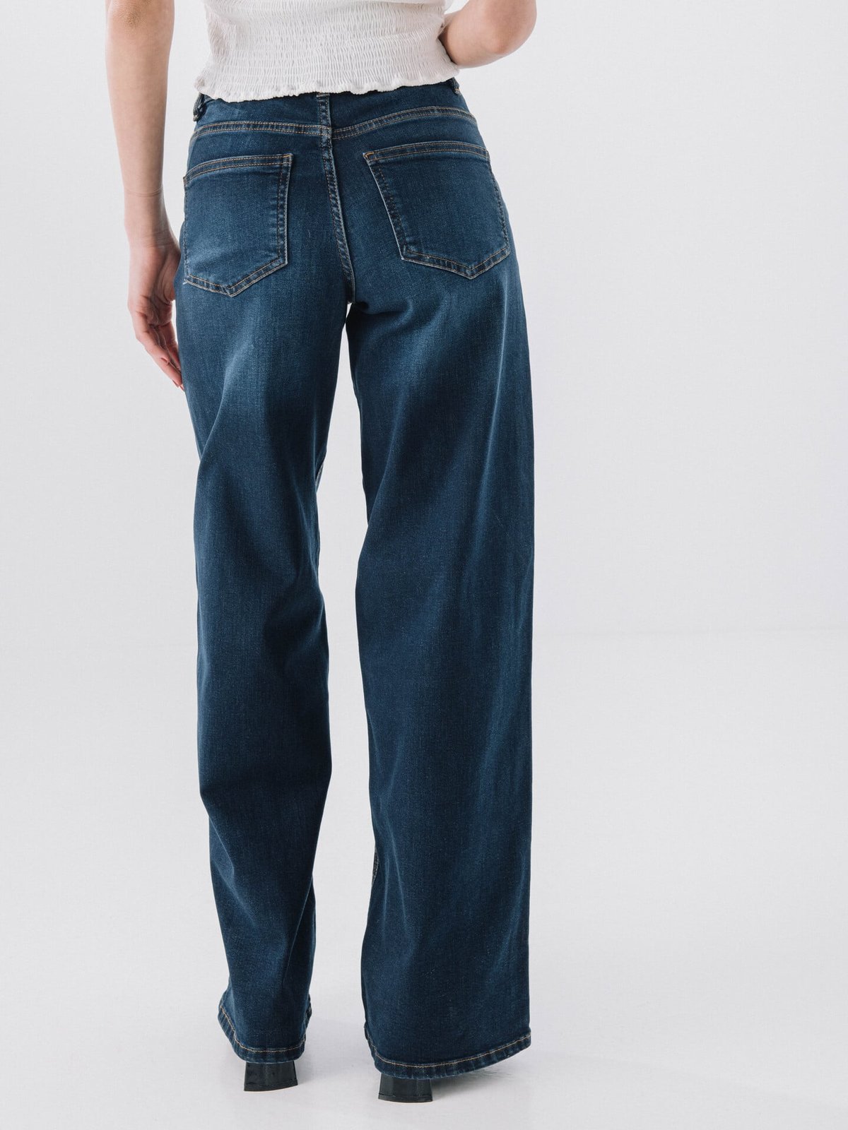 Only Madison Blush High Waist Wide Denim Dark Blue Denim