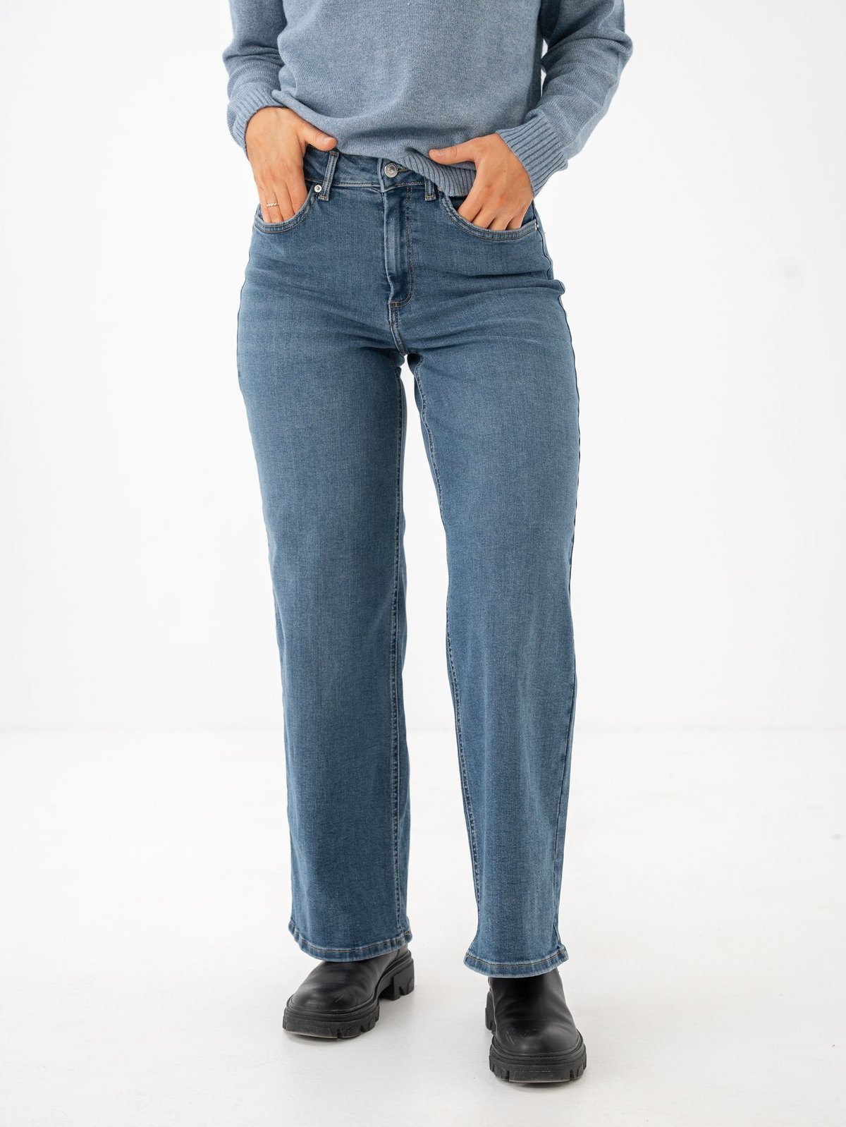 Only Madison Blush High Waist Wide Denim Special Blue Grey Denim