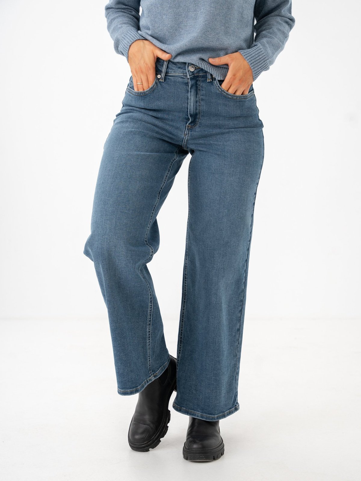 Only Madison Blush High Waist Wide Denim Special Blue Grey Denim
