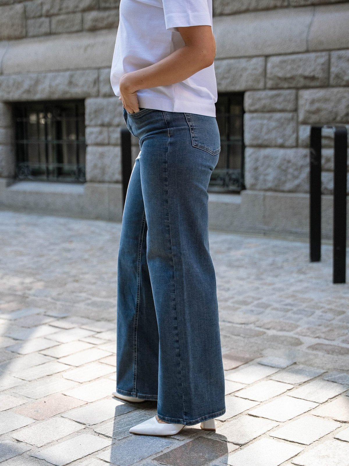 Only Madison Blush High Waist Wide Denim Special Blue Grey Denim