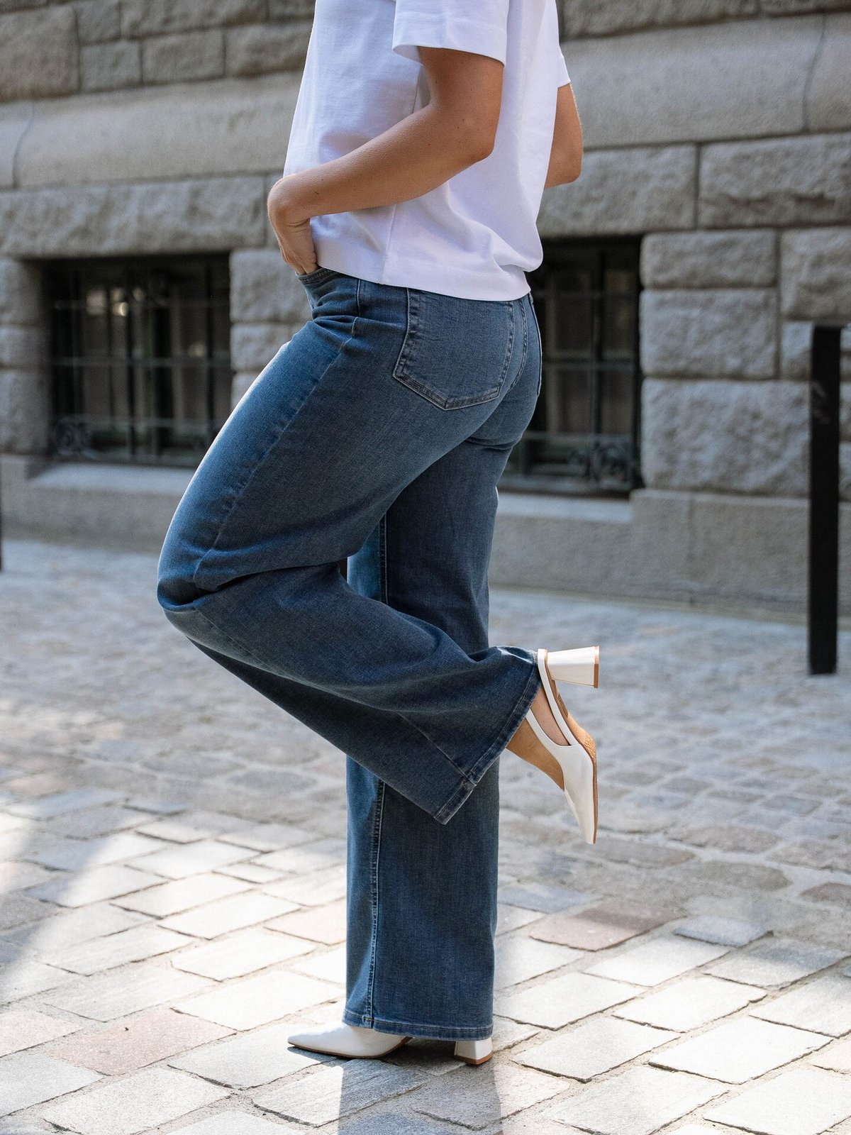 Only Madison Blush High Waist Wide Denim Special Blue Grey Denim