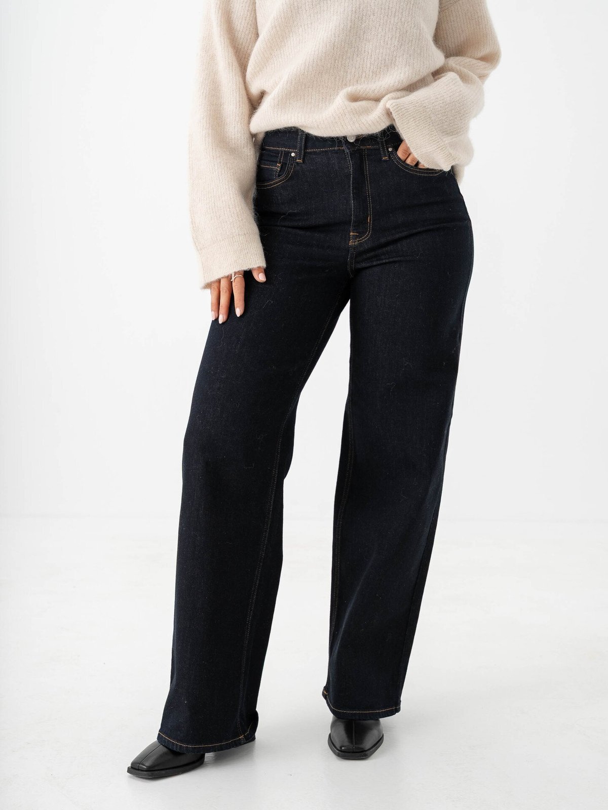 Only Madison Blush High Waist Wide Denim Dark Blue Denim Rinse