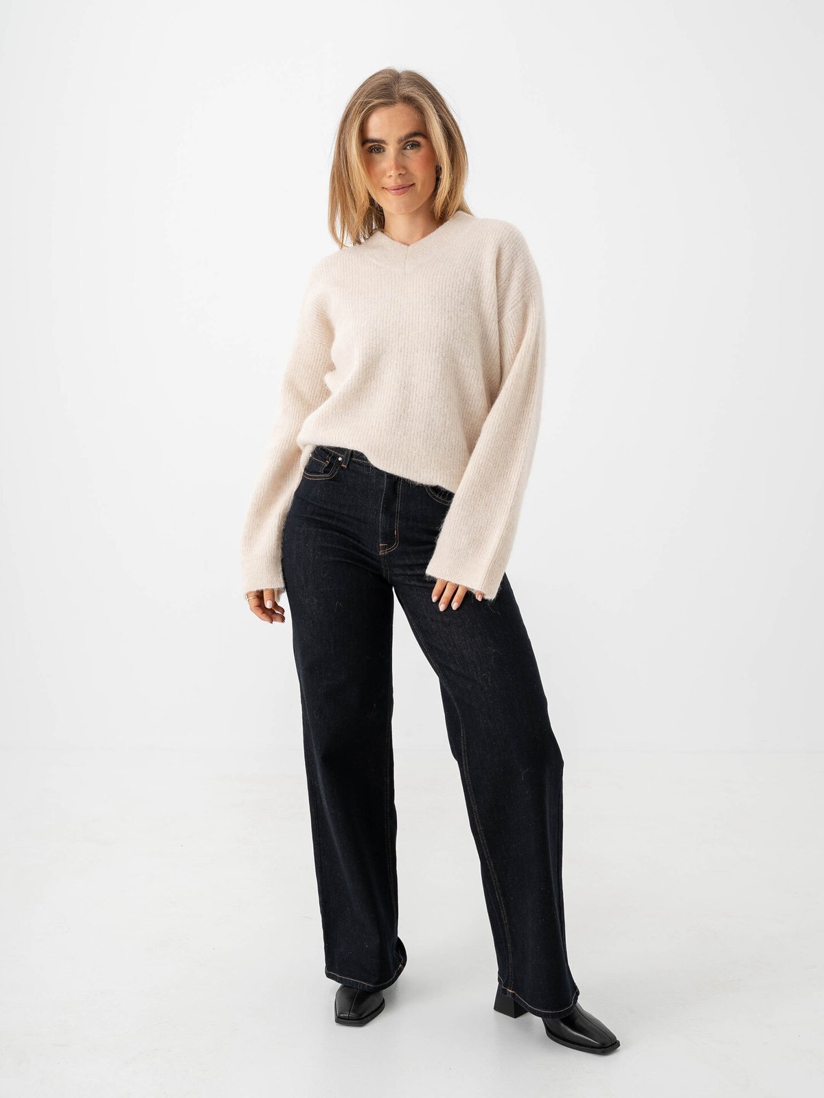 Only Madison Blush High Waist Wide Denim Dark Blue Denim Rinse