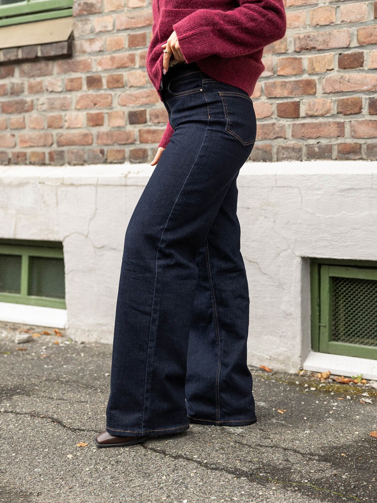 Only Madison Blush High Waist Wide Denim Dark Blue Denim Rinse