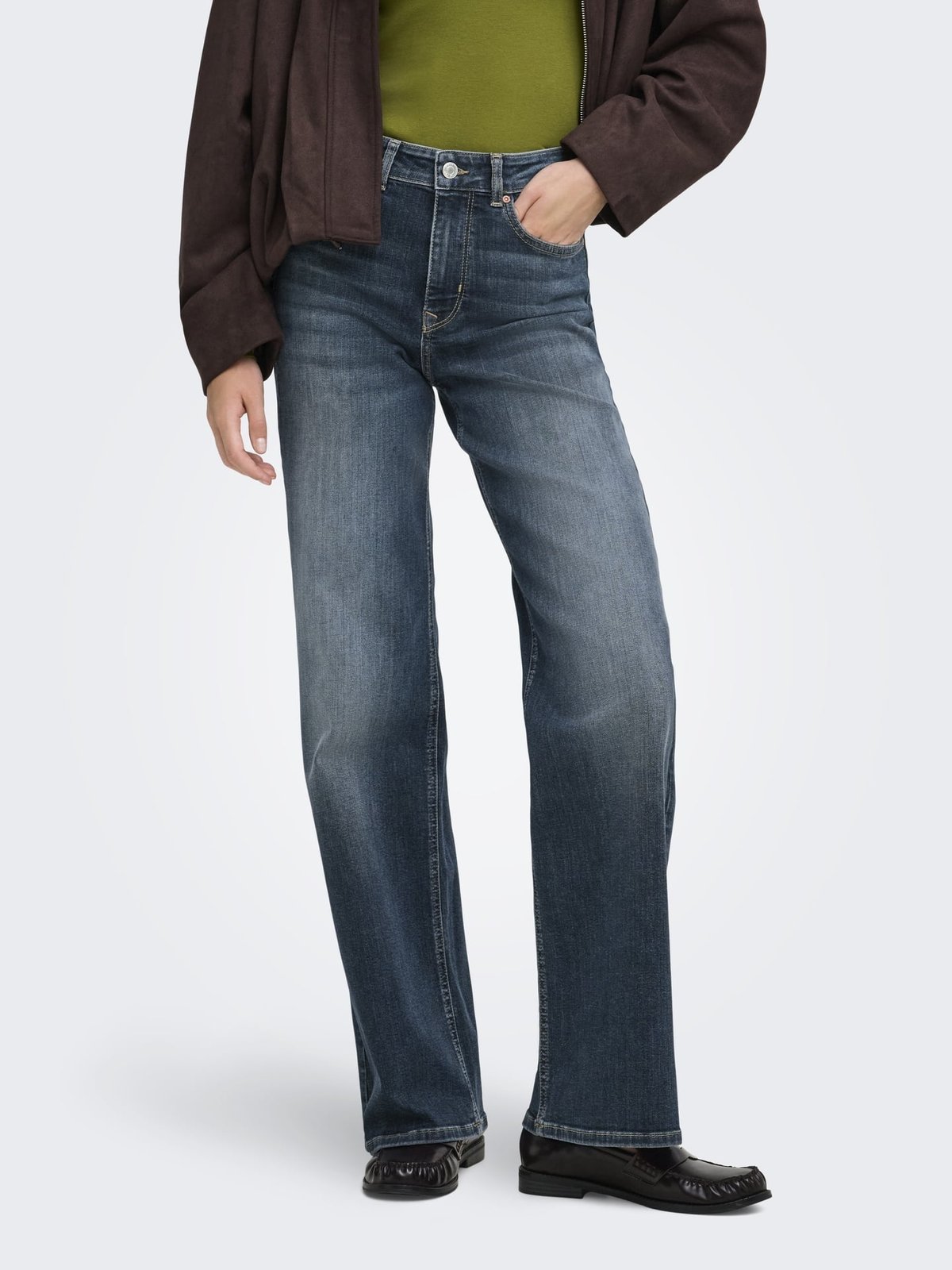 Only Madison Blush High Waist Wide Denim Blå