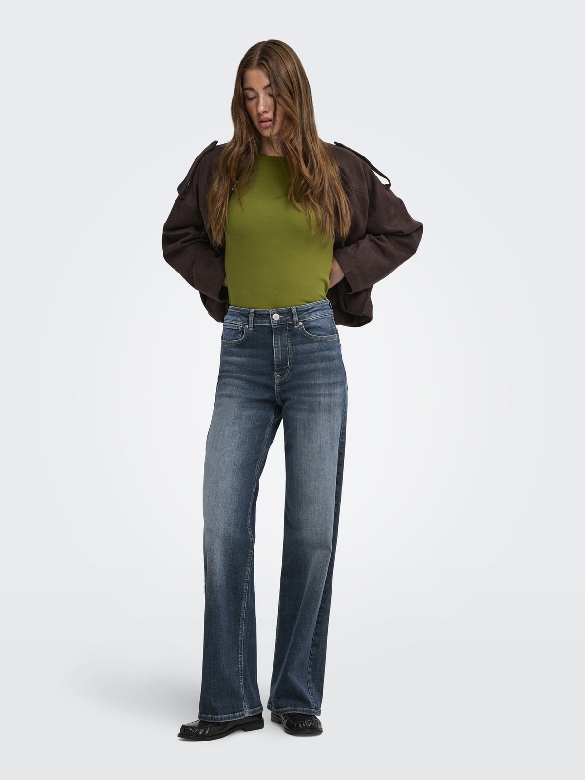 Only Madison Blush High Waist Wide Denim Blå