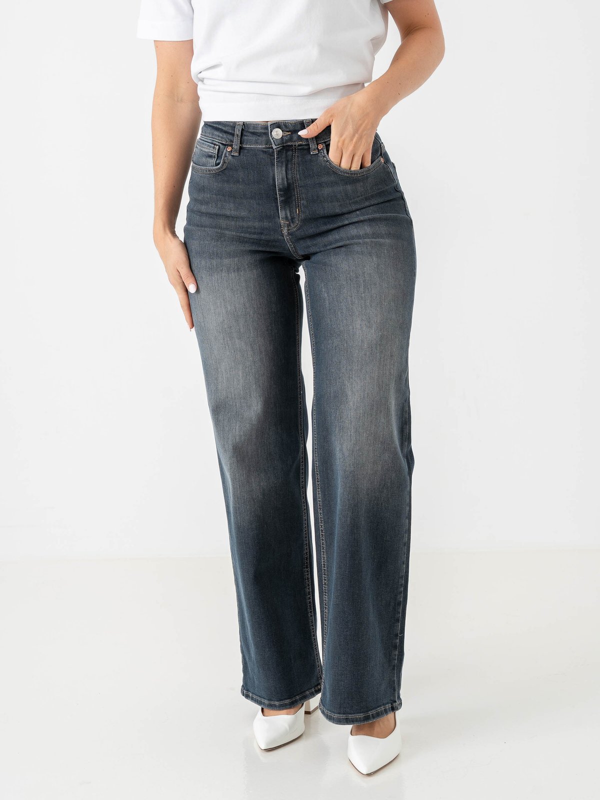 Only Madison Blush High Waist Wide Denim Blå
